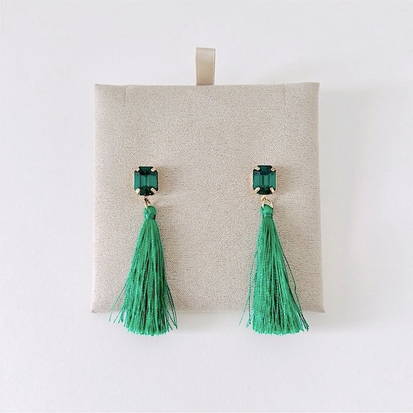Evergreen Tassel Dangle Earrings - Picture 1 of 1